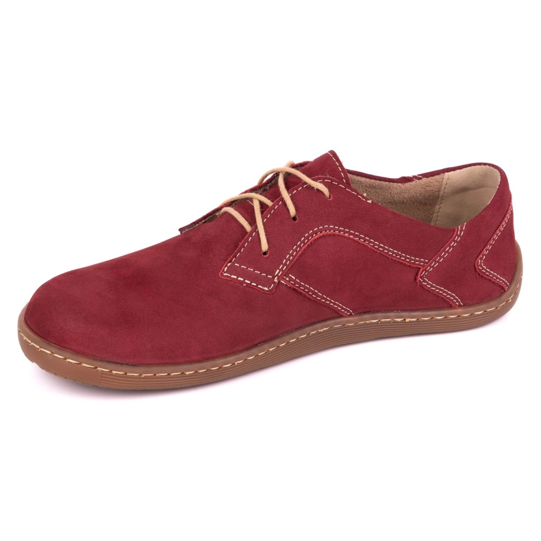 Olivier Barfuß minimalistische Lederschuhe für Frauen 1082 Bordo Nubuk rot 2