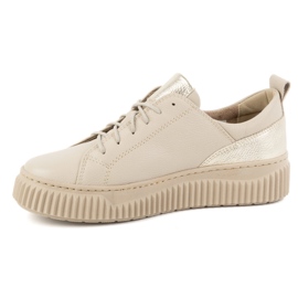 Olivier Damen Lederschuhe Sneakers Beige 1