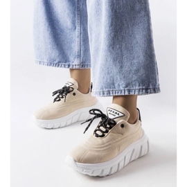 Damen-Stiefeletten aus beigem Leder mit Plateausohle, isolierte Stiefel aus Naturleder 1