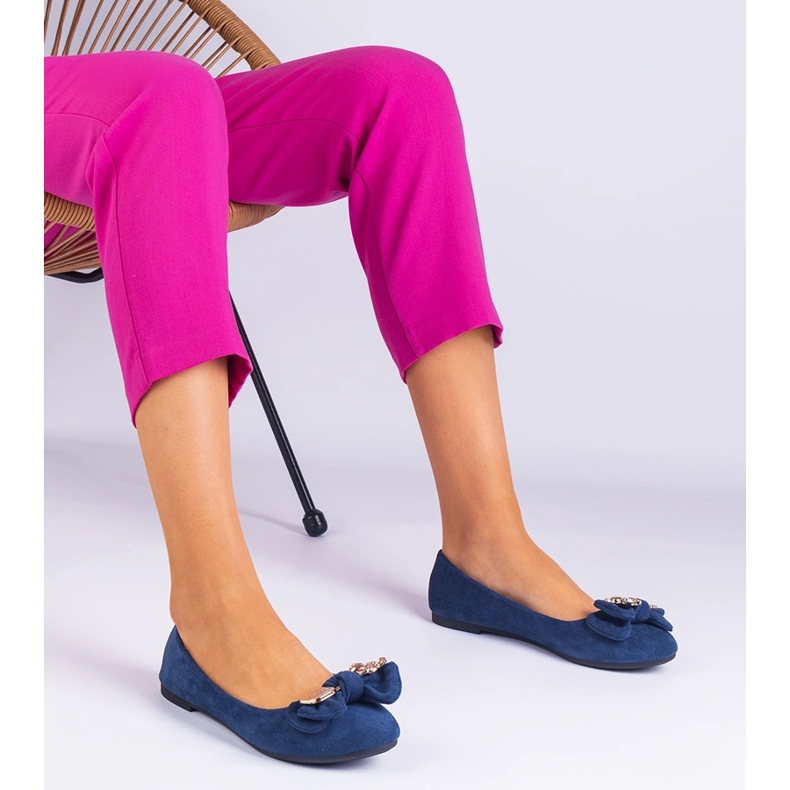 Navy Classic Ballerinas mit einem Bogen blau 1