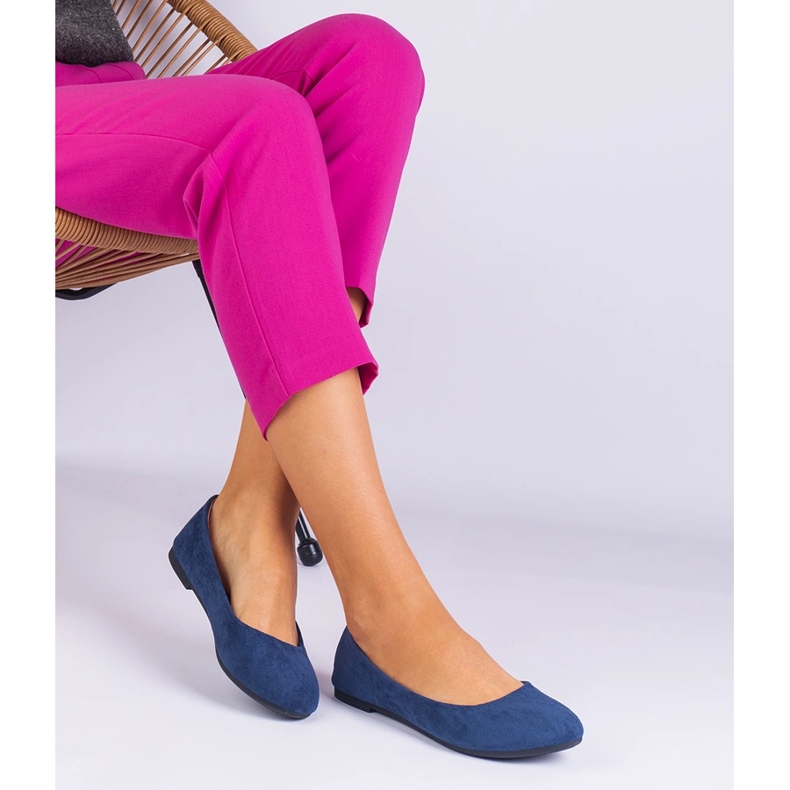 Frauen Marine Blue Ballerinas Wildleder blau 1