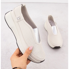 Leder bequeme Frauen -Schieberschuhe Beige T.Sokolski 456 1