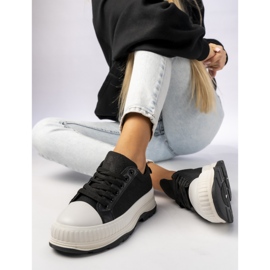 Frauen -Sneaker auf der Plattform schwarz 1