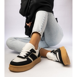 Frauen klassische Turnschuhe auf Platfom Black schwarz 1