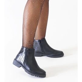 Schwarze klassische Damenstiefel mit dicker Sohle, Overknee-Stiefel aus Wildleder 4