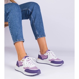 Lila Frauen -Turnschuhe mit goldenem Insertion 1