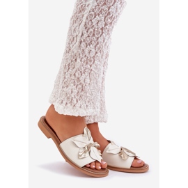 Hausschuhe mit Dekoration natürliches Leder Zazoo 3667 Weiß 1