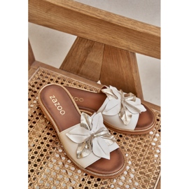 Hausschuhe mit Dekoration natürliches Leder Zazoo 3667 Weiß 2