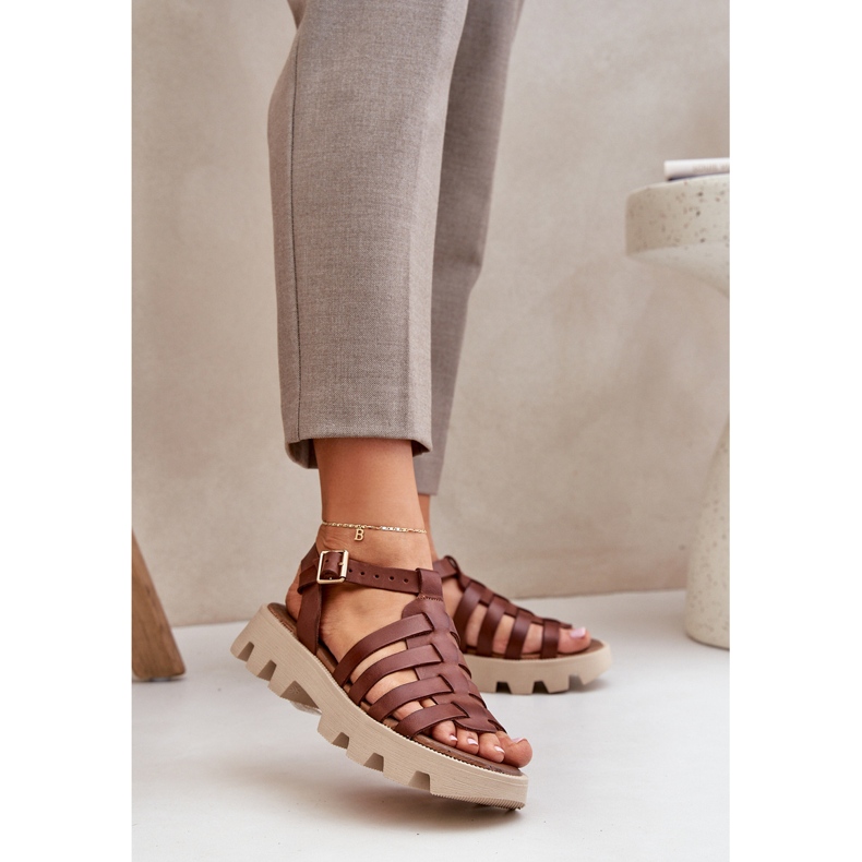 Frauen Ledersandalen Zazoo 3695 Brown braun 2