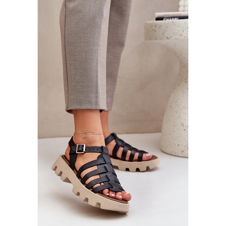 Frauen Ledersandalen Zazoo 3695 Schwarz 2