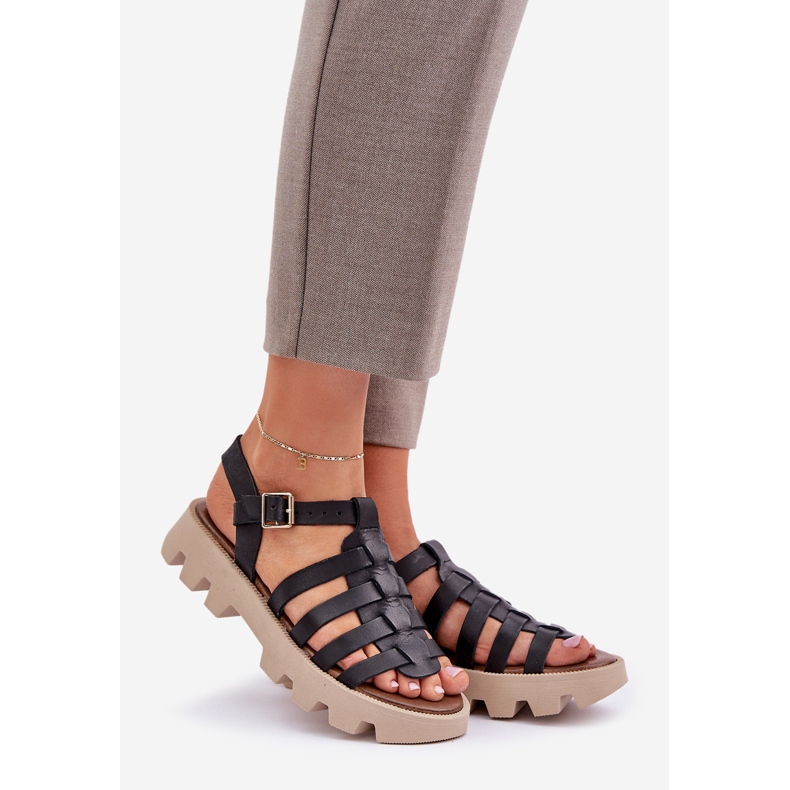 Frauen Ledersandalen Zazoo 3695 Schwarz 1