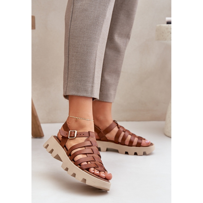 Frauen Ledersandalen Zazoo 3695 Kamel braun 2