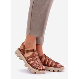 Frauen Ledersandalen Zazoo 3695 Kamel braun 1