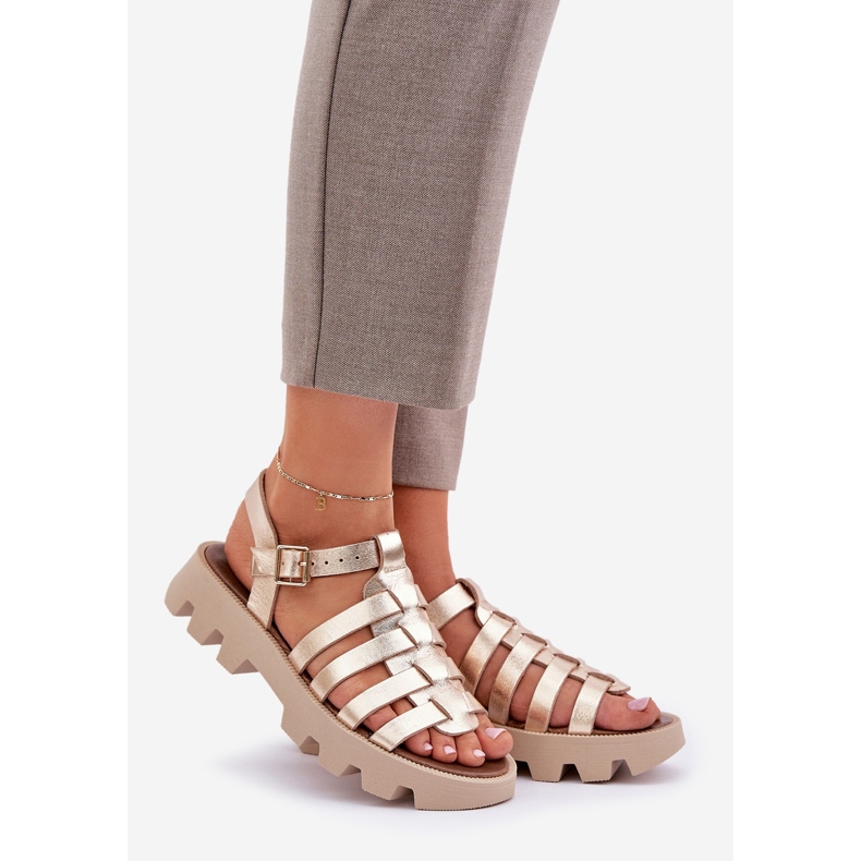 Frauen Ledersandalen Zazoo 3695 pln golden 1