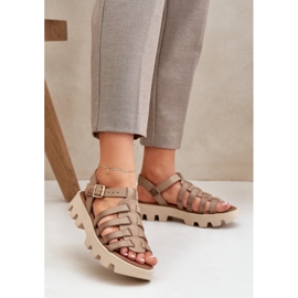 Frauen Ledersandalen Zazoo 3695 Beige 2