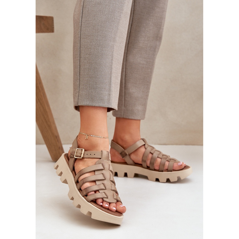 Frauen Ledersandalen Zazoo 3695 Beige 2