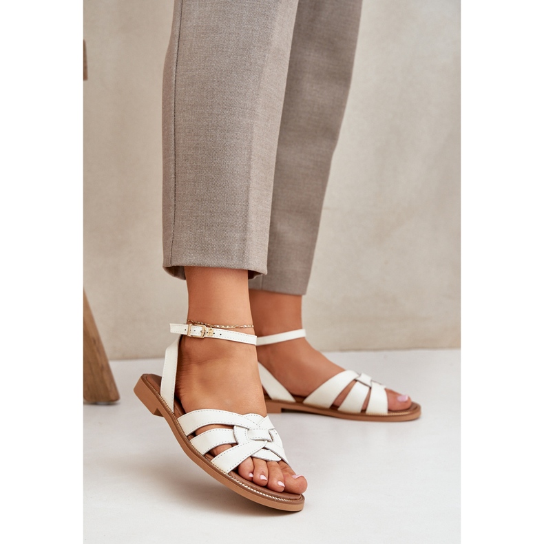 Lewski Shoes Zazoo 3688 ECRU, flache Fußballsandalen weiß 2