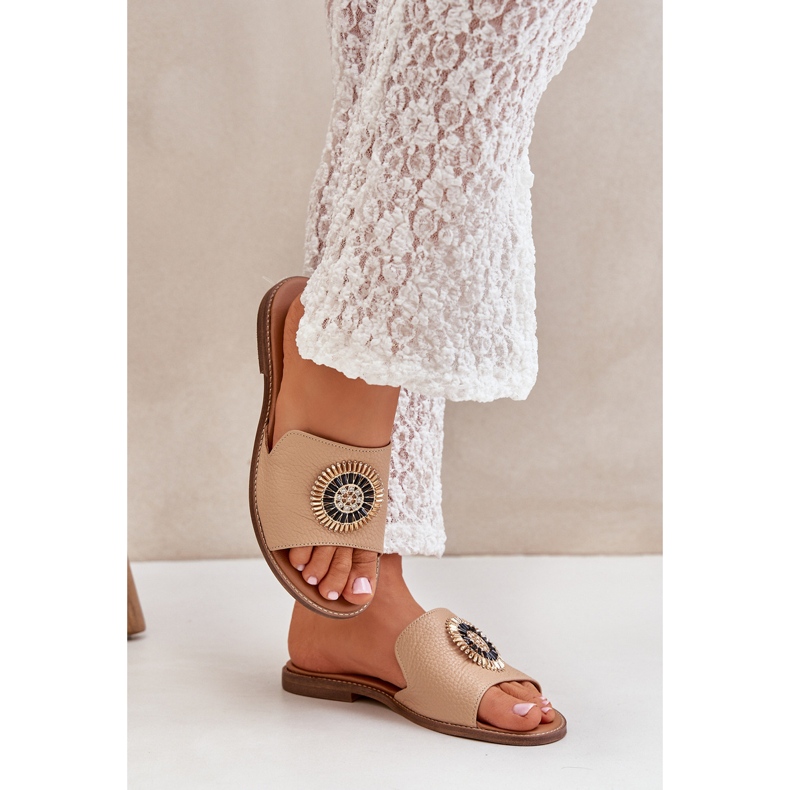 Lewski Shoes Lederflip Flops mit flachem Lewski 3047/o Beige braun 2