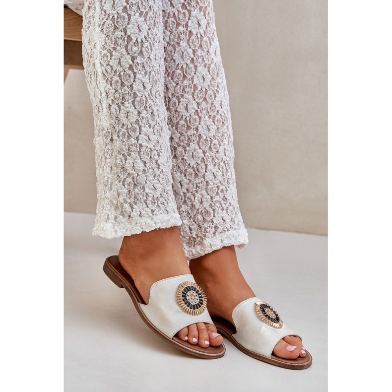 Lewski Shoes Lederflip -Flops mit flachem Lewski 3047/o -Golden ausgelöscht 1