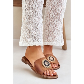 Lewski Shoes Lederflip Flops mit flachem Lewski 3047/O Kamel braun 1