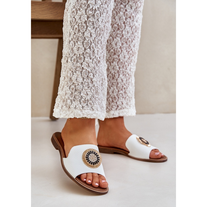 Lewski Shoes Lederflip -Flops mit flachem Lewski 3047/o Dekoration weiß 1