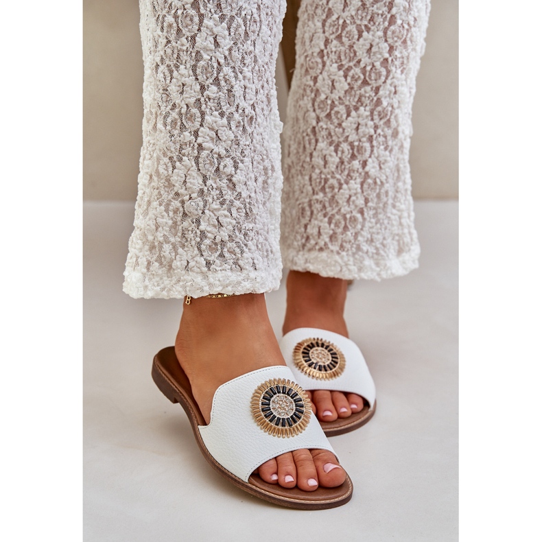 Lewski Shoes Lederflip -Flops mit flachem Lewski 3047/o Dekoration weiß 2