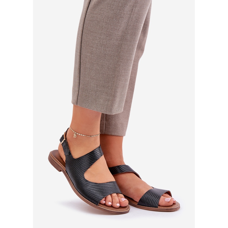 Lewski Shoes Ledersandalen für die Schnalle mit Pumpen Lewski 3041 Schwarz 1