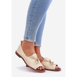 Zazoo 2660 Leder Ballerinas Frauen leichte Beige 1