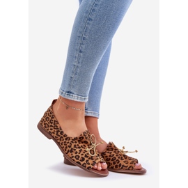 Zazoo 2660 Frauen -Leder -Ballerinas mit braunem Leopardendruck 1