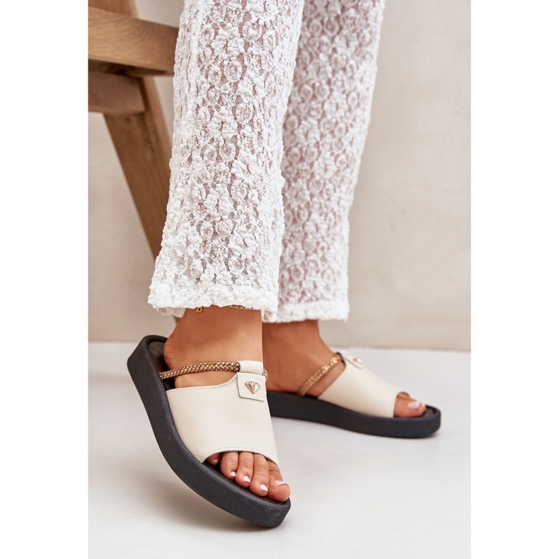 Zazoo 2896 Damen -Leder -Hausschuhe Beige 2