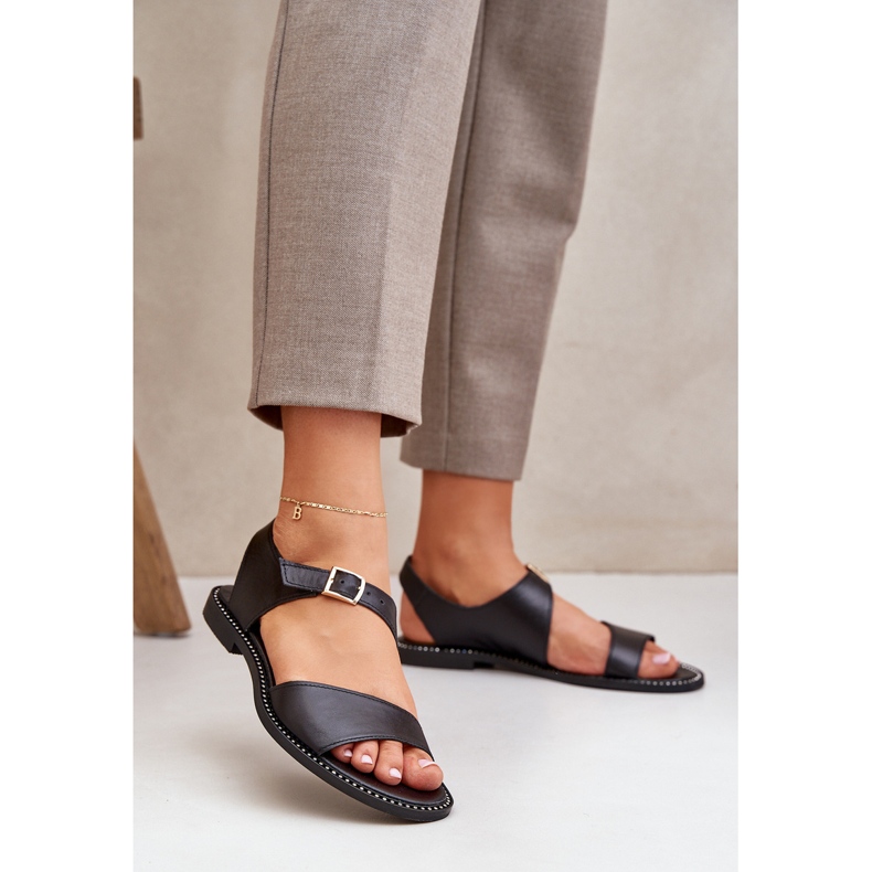 Zazoo 3014 Frauen flache Sandalen schwarz 2