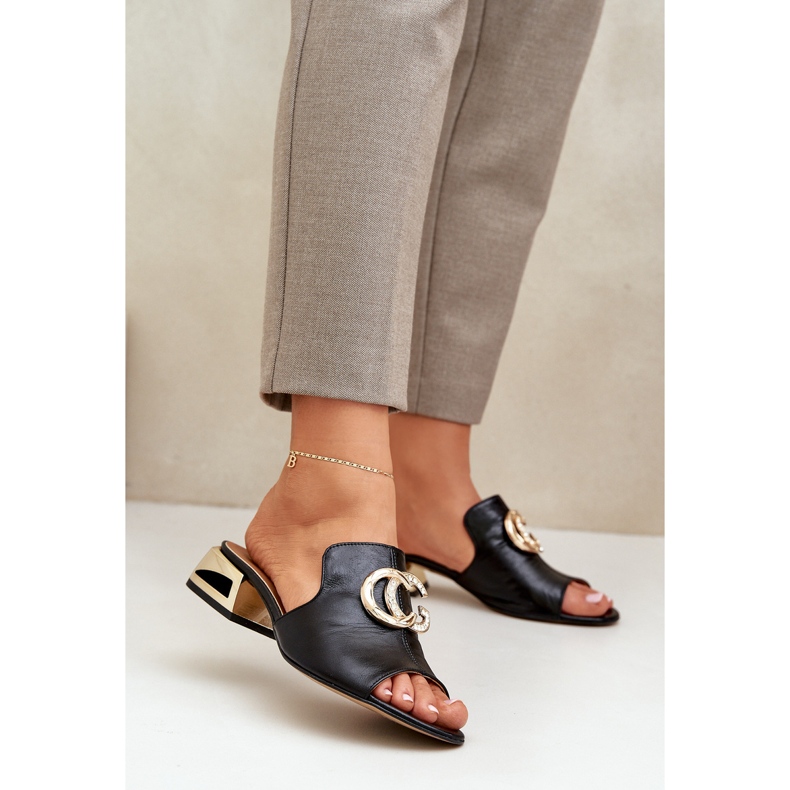 Elegante Leder Frauen Low -Heels Laura Messi 2874 Schwarz 2