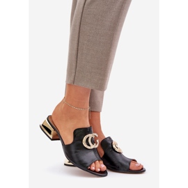 Elegante Leder Frauen Low -Heels Laura Messi 2874 Schwarz 1