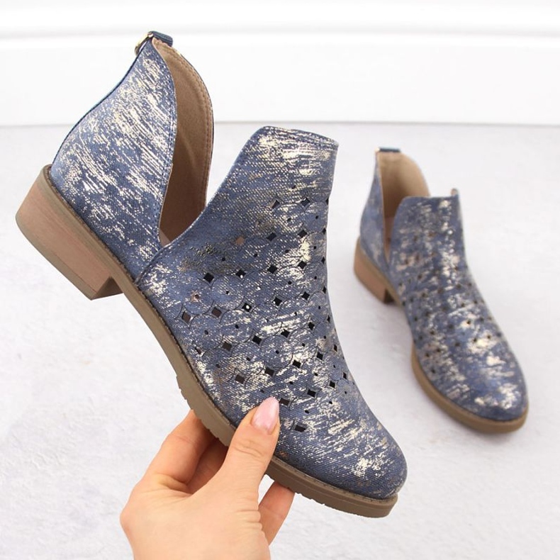 M.Daszyński Frauen Lederstiefel M. Daszyński SA62-102 blau 1