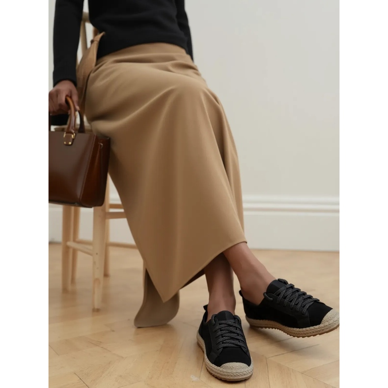 Frauen espadrilles noir spitzen schwarz 1