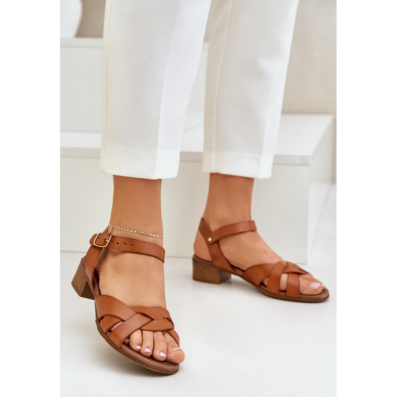 Ledersandalen mit einer zarten Ferse Zazoo 40372 Brown braun 2