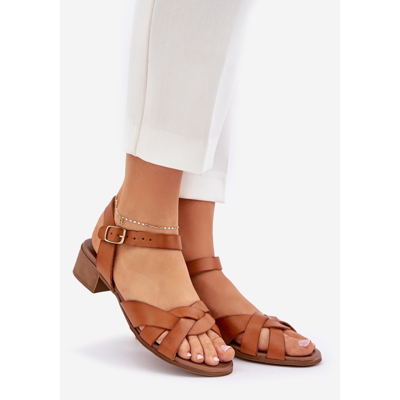 Ledersandalen mit einer zarten Ferse Zazoo 40372 Brown braun 1