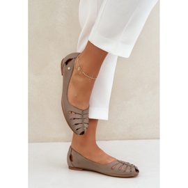 Zazoo 10009 bequeme Leder -Frauen -Ballerinas dunkler Beige 5
