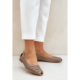 Zazoo 10009 bequeme Leder -Frauen -Ballerinas dunkler Beige 2