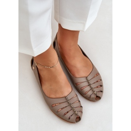 Zazoo 10009 bequeme Leder -Frauen -Ballerinas dunkler Beige 6