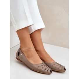 Zazoo 10009 bequeme Leder -Frauen -Ballerinas dunkler Beige 8