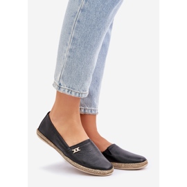 Elegantes Leder -Espadrilles Frauen Zazoo 10177 Schwarz 1