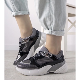 D/GMR Schwarze Sneakers mit hoher Sohle Rude silber- 1