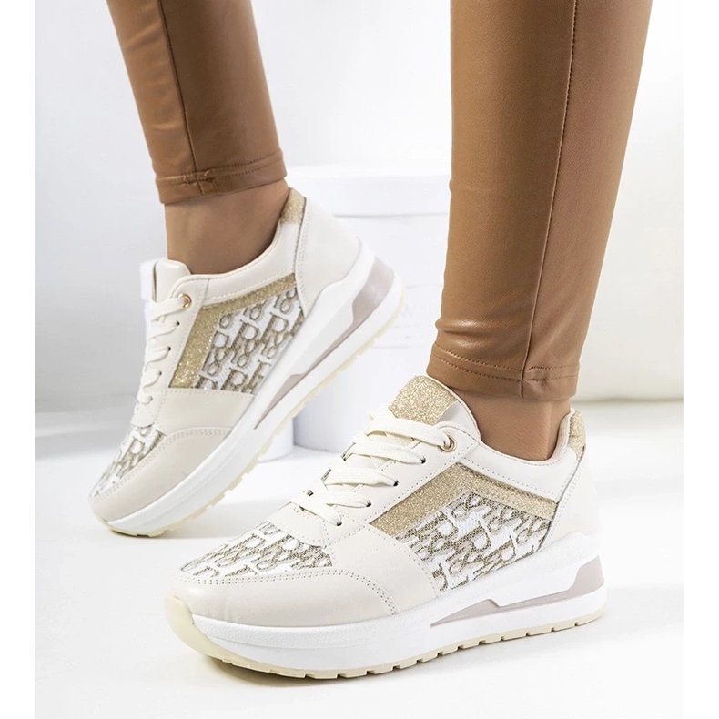D/GMR Beige Sportschuhe Sneakers auf einer dicken alleinigen Spitze -up -Aloisia 2