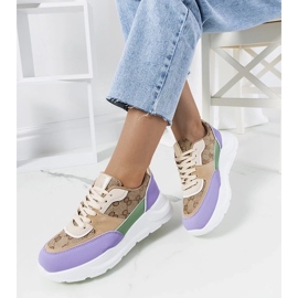 D/GMR Beige und violette Turnschuhe für Damen von Elyne 1