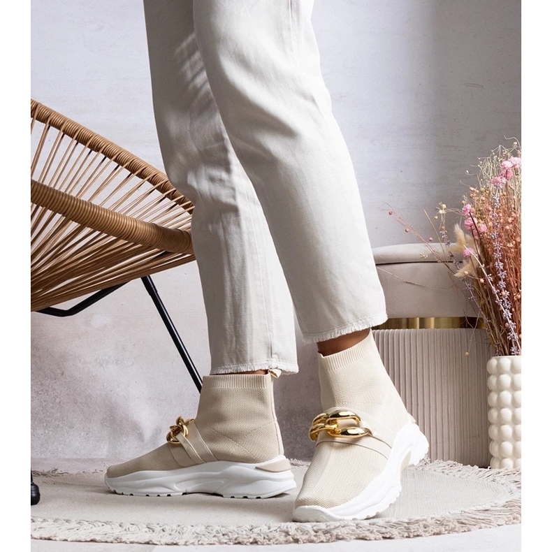 D/GMR Beige Turnschuhe mit Taryn-Kette 2