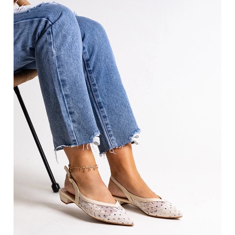 D/GMR Ballerinas aus beigefarbener Spitze von Marlioz 1