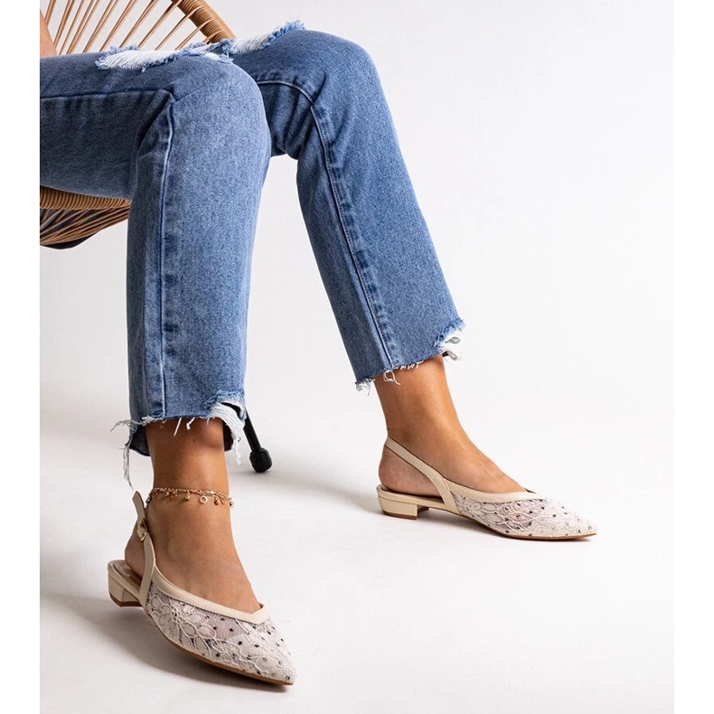 D/GMR Ballerinas aus beigefarbener Spitze von Marlioz 2