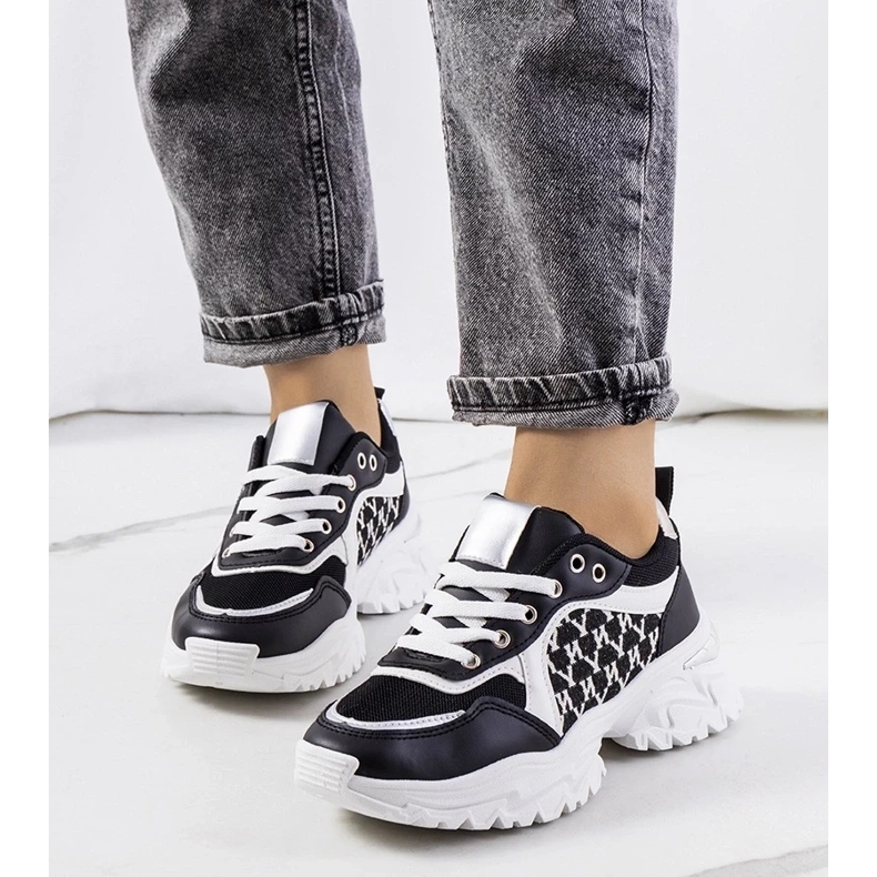 D/GMR Schwarz-weiße Damen-Turnschuhe von Florival 1