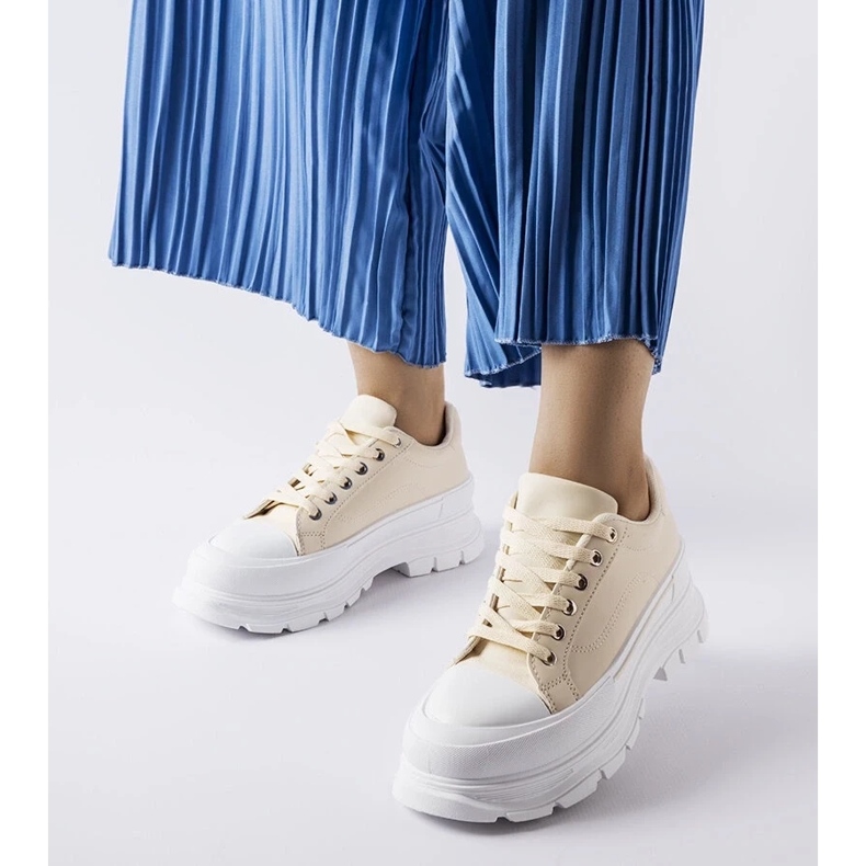 D/GMR Beigefarbene High-Plateau-Sneaker von Kari 1